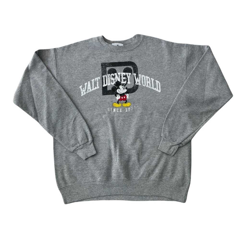 Walt Disney World Mickey Mouse Logo Crewneck Sweatshirt | Gray | Size Medium